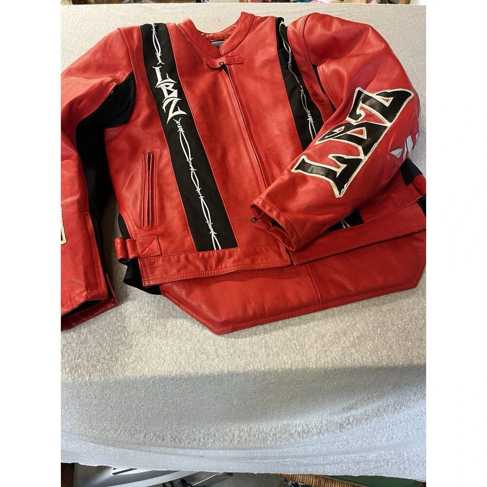 LBZ Motorcycle  Jacket Armored Red Leather Men’s XL Zip Out Lining Biker